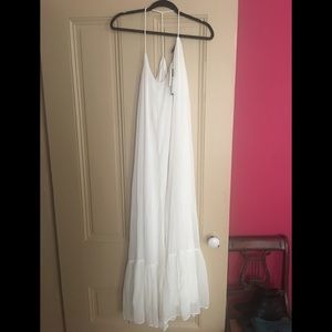 White chiffon layered maxi dress